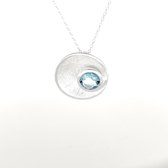 Drop Pendant – Silver with Blue Topaz