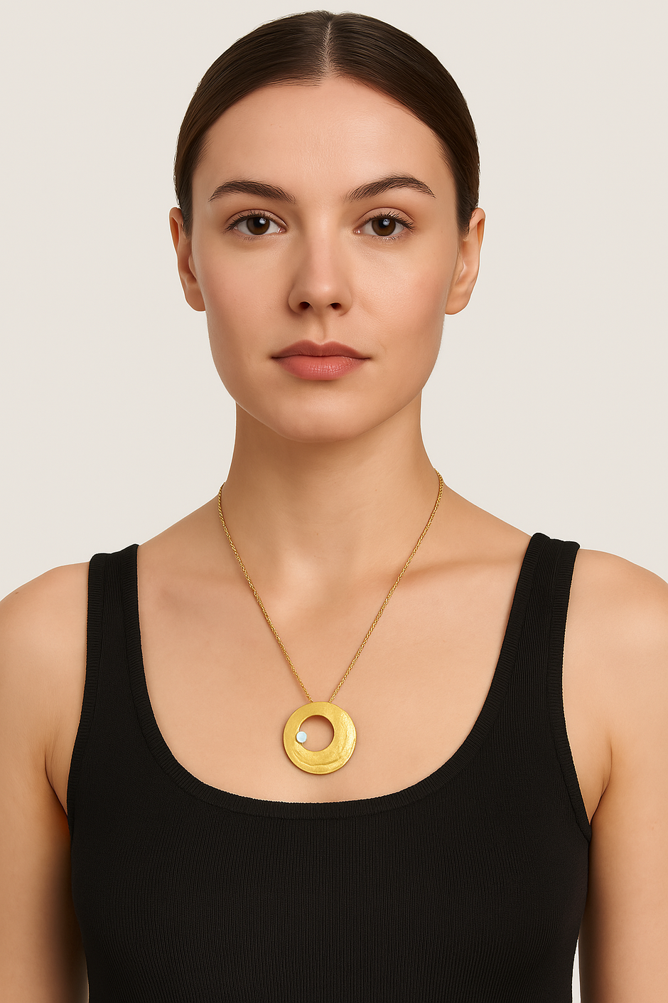 Gold-Plated Sterling Silver Pendant Necklace with White Zircon