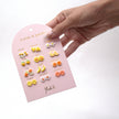 Yuko-B Kids Ceramic Stud Earrings Set – Yellow Motifs (12 Pairs)
