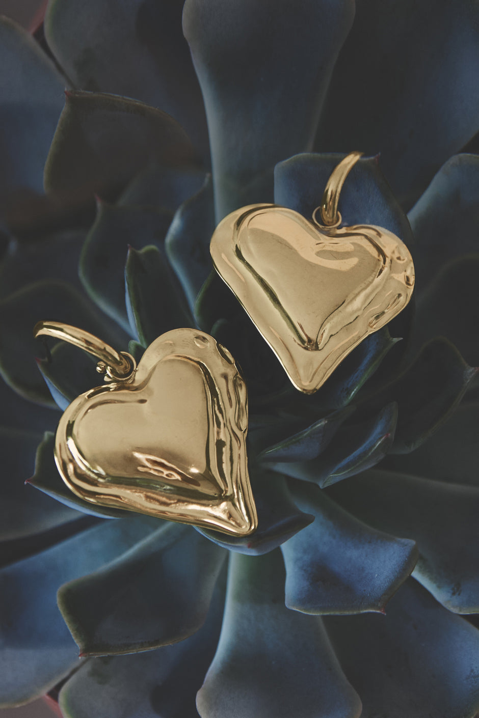 Bold Heart Drop Earrings in silver tone