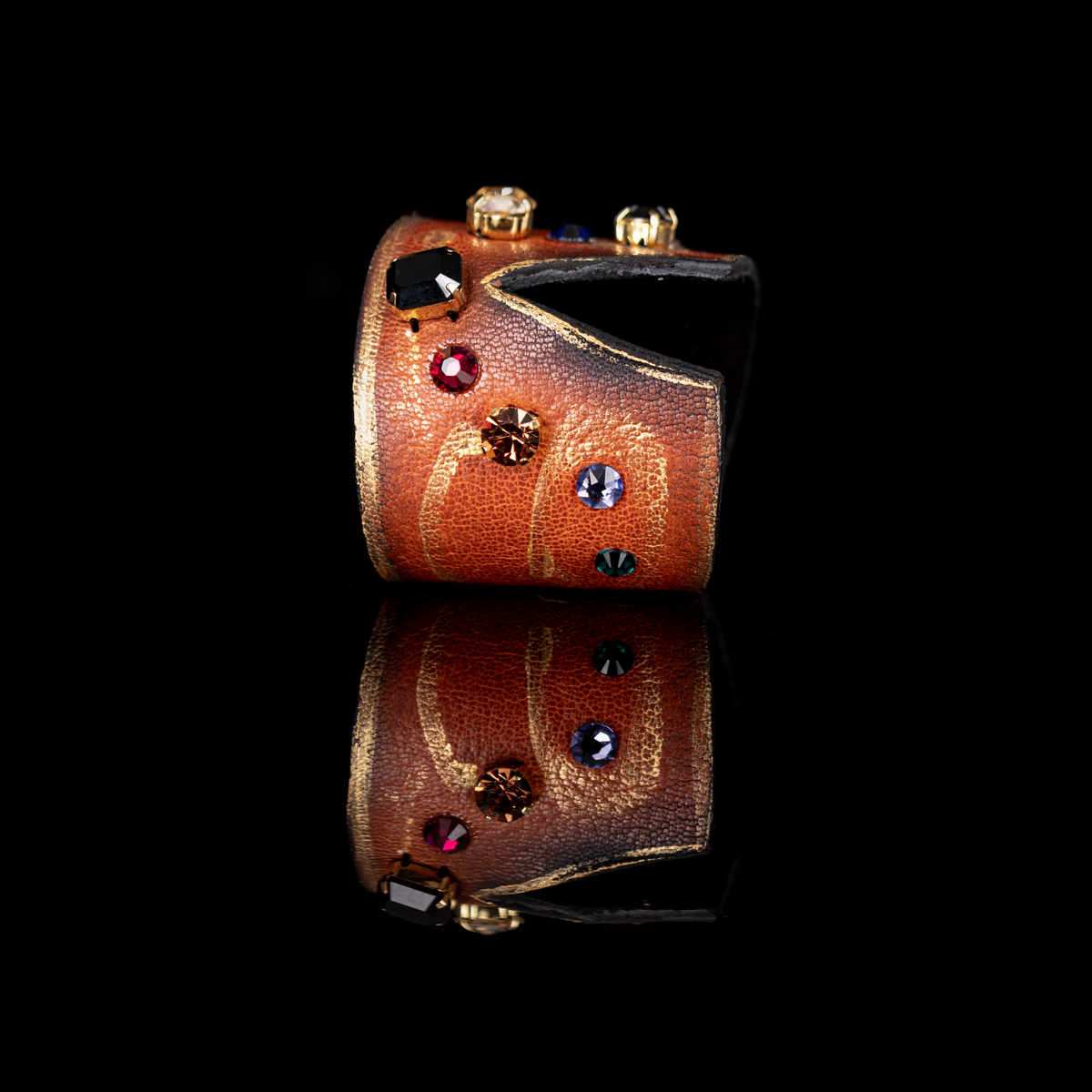 Molten Copper Aura Crystal Leather Cuff – One of a Kind