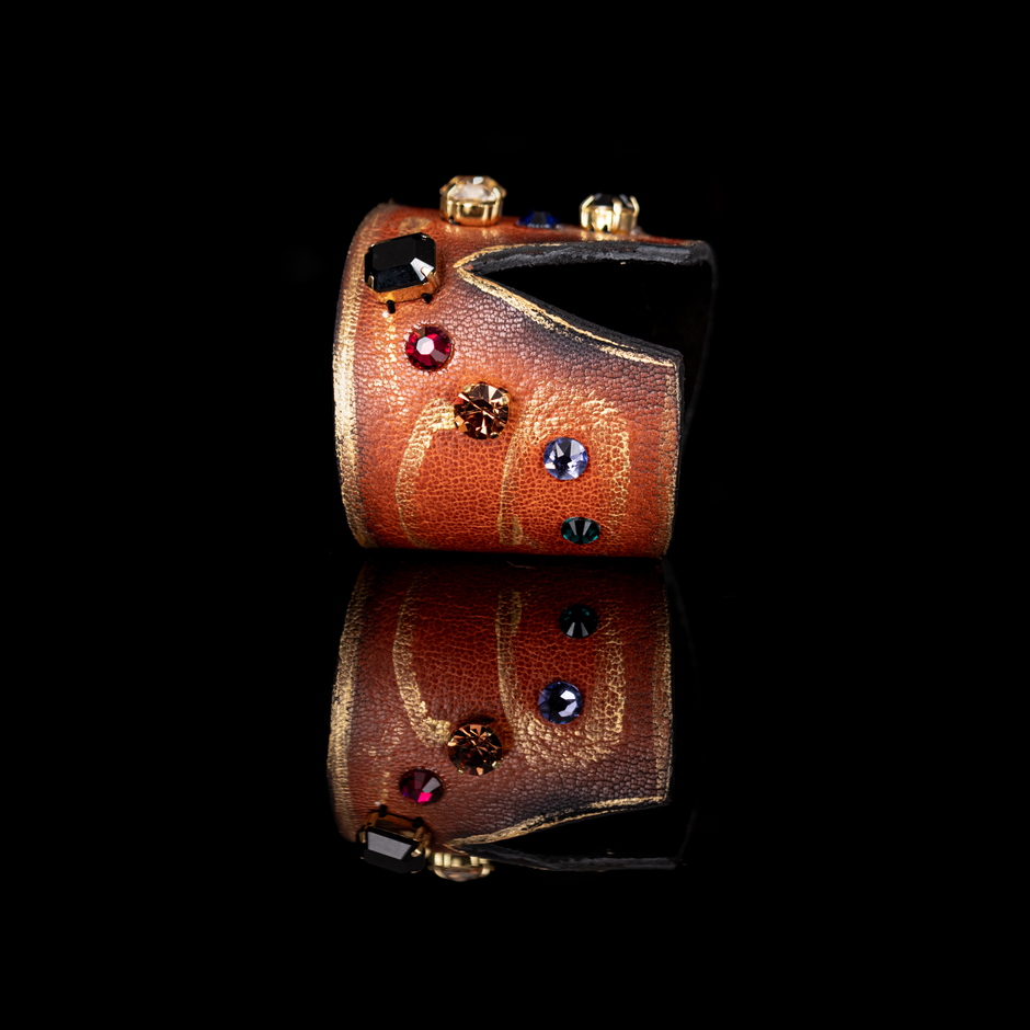Molten Copper Aura Crystal Leather Cuff – One of a Kind
