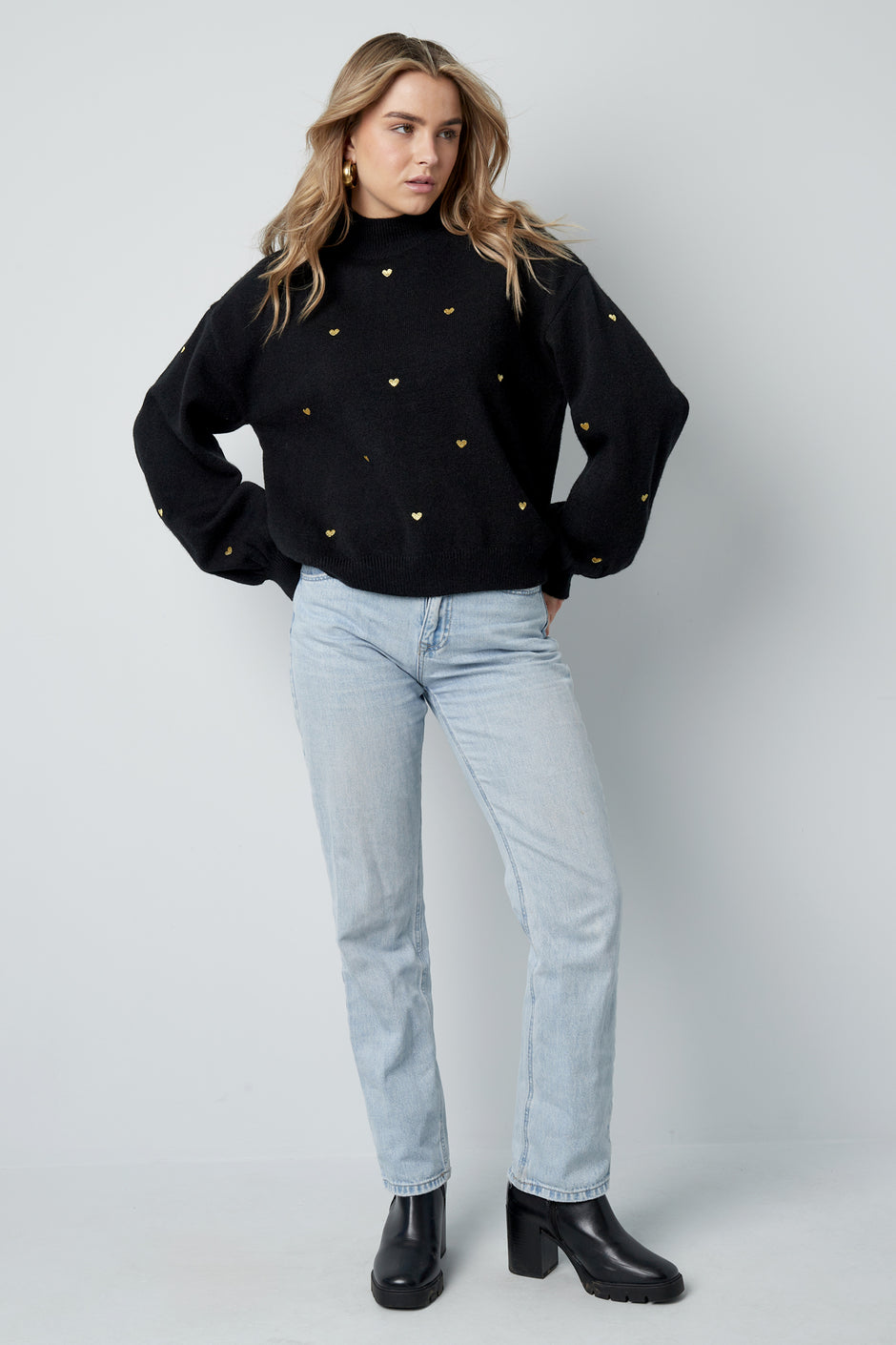 Acrylic Knit Sweater Casual Heart Pattern Fall/Winter