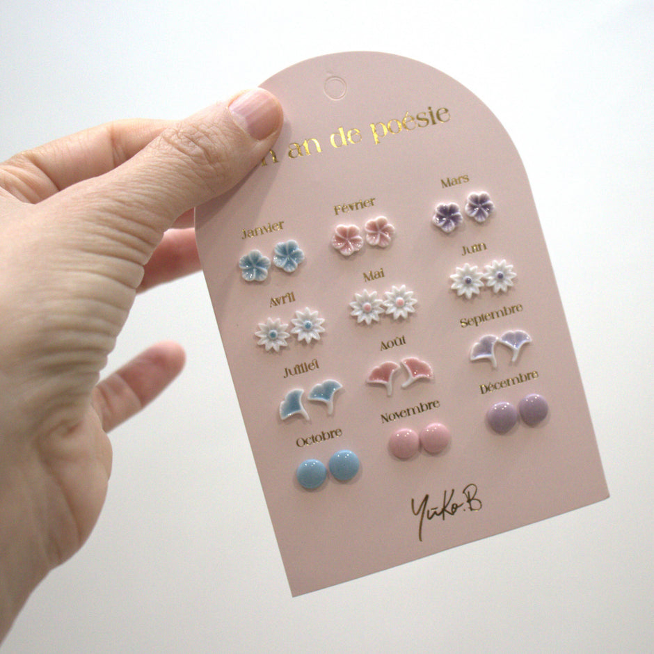 Yuko-B Kids Ceramic Stud Earrings Set – Pastel Mix (12 Pairs)