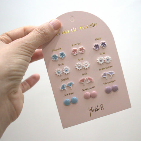 Yuko-B Kids Ceramic Stud Earrings Set – Pastel Mix (12 Pairs)