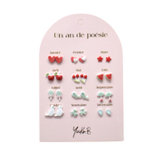 A Year of Red Poetry-12-Month Story Earring Set – Kids’ Ceramic Jewelry (Nickel-Free)