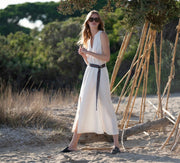 THYMAINA Sleeveless Cotton Rayon Dress with Handwoven Belt – KLOTHO