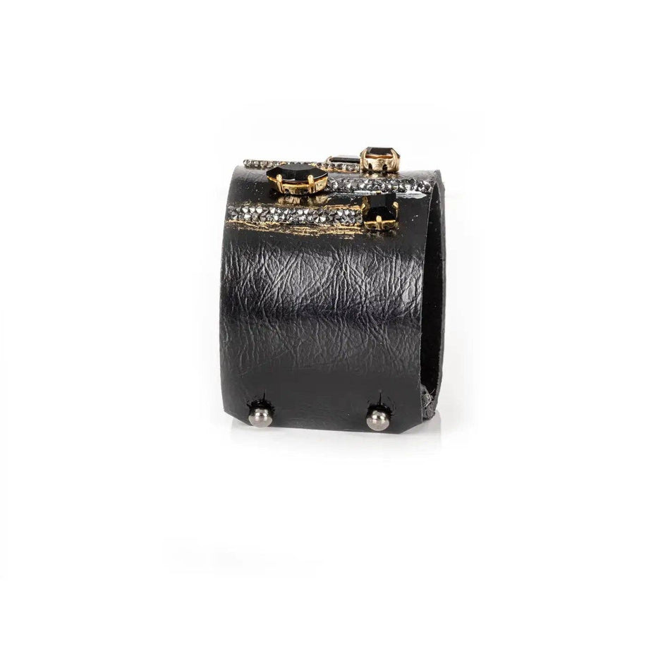 Obsidian Rebel Crystal Leather Cuff by The Dark Atelier – view 3