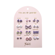 A Year of Parma Poetry – 12-Pair Ceramic Earrings in Purple Tones (Nickel-Free)