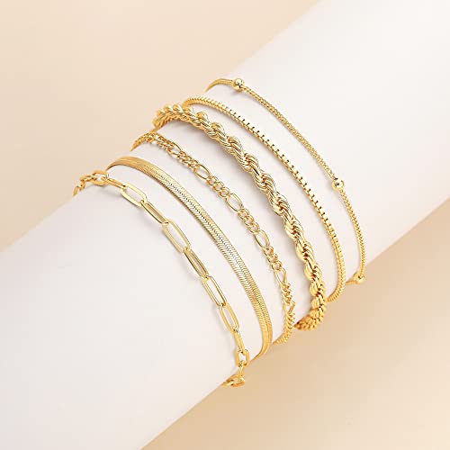 Gold-Plated Chain Bracelet Set in Bronze