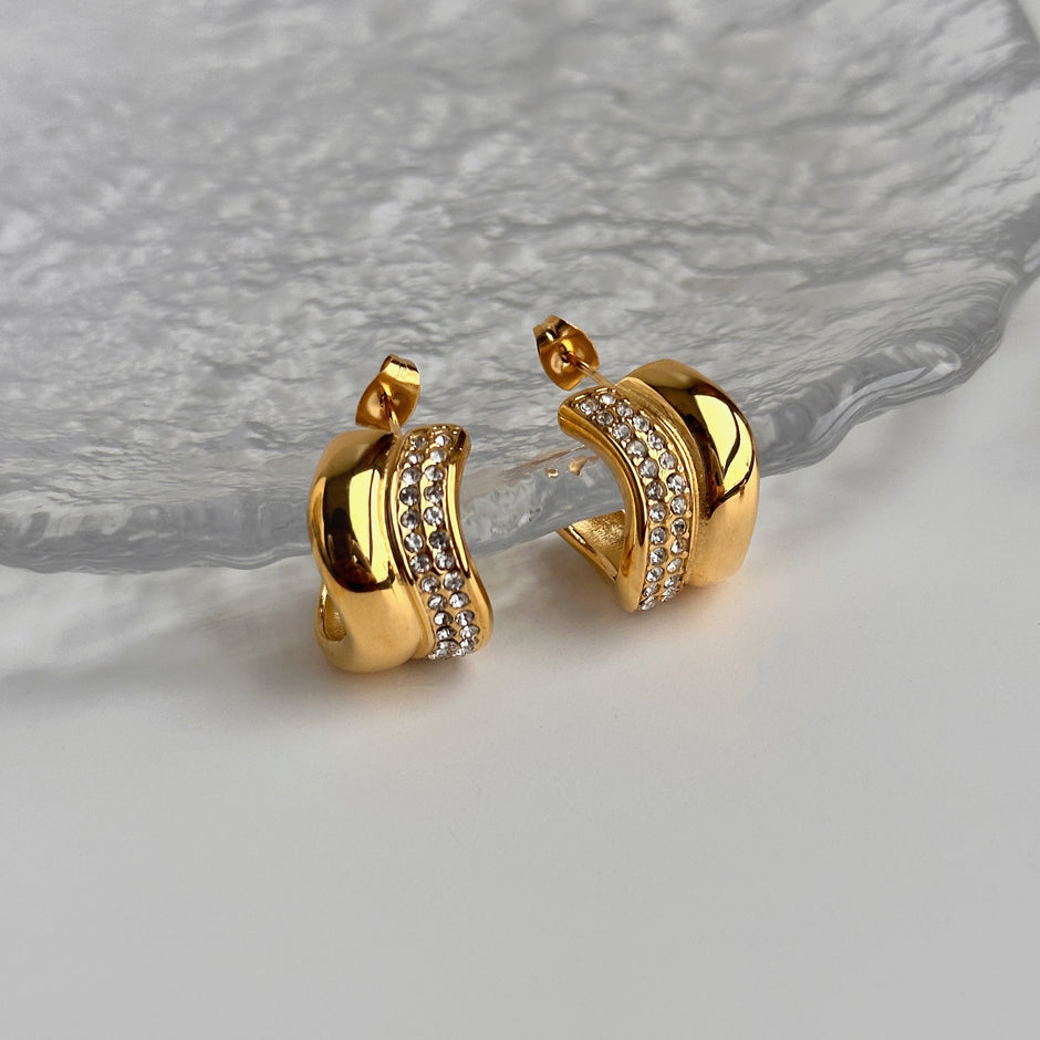 Zircon Snail Hoop Earrings