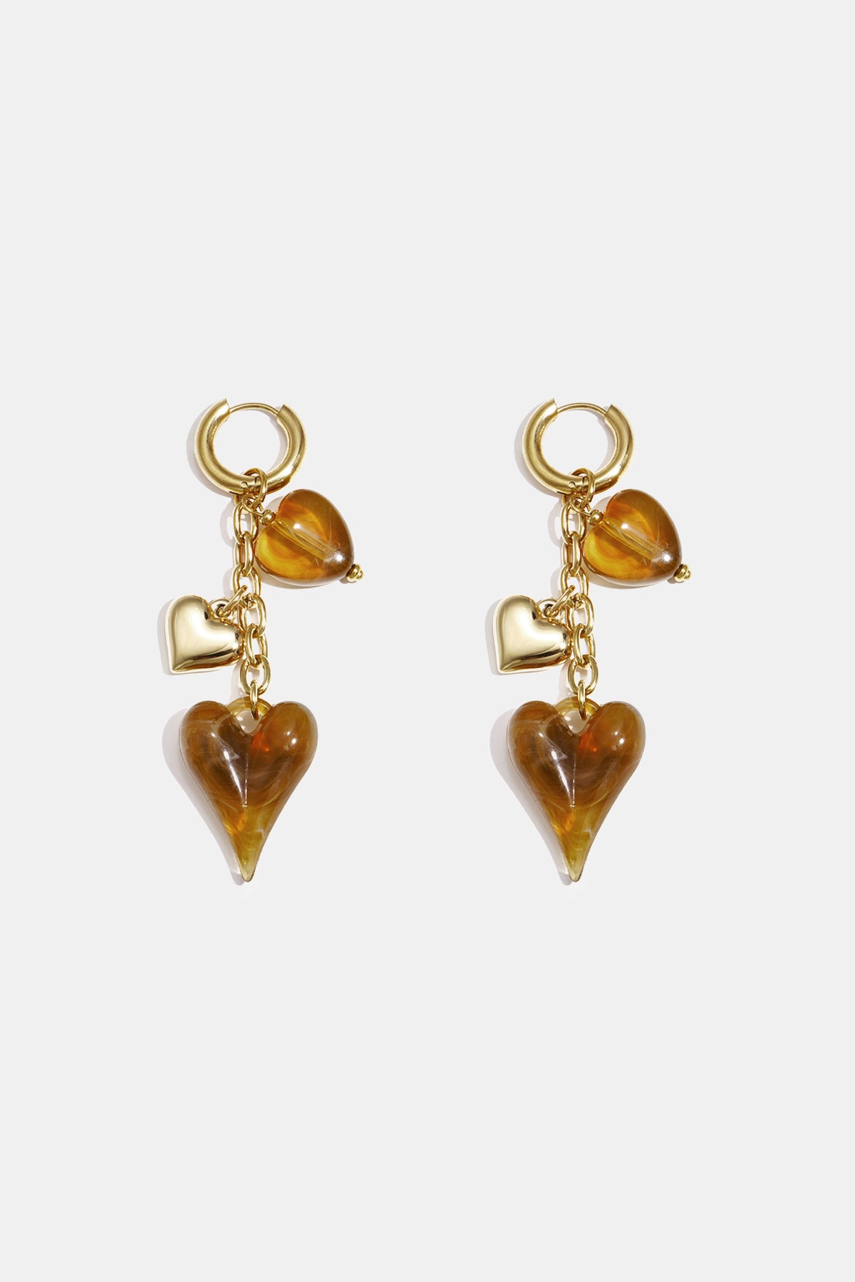 Heart Chain Drop Earrings colour detail