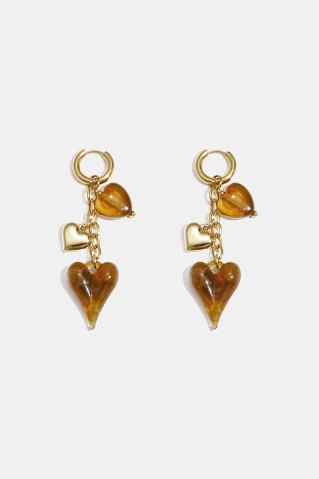 Heart Chain Drop Earrings colour detail