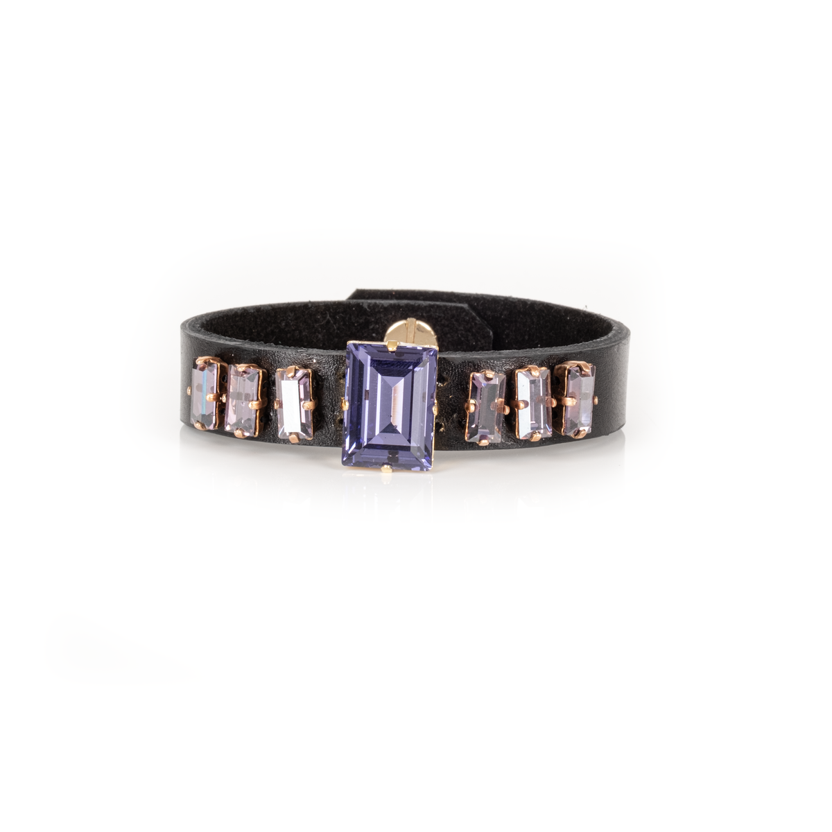 Midnight Amethyst Crystal Leather Cuff by The Dark Atelier – view 3