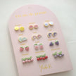 Kids Stud Earrings Set with Fruit-Shaped Ceramic Motifs in Stainless Steel