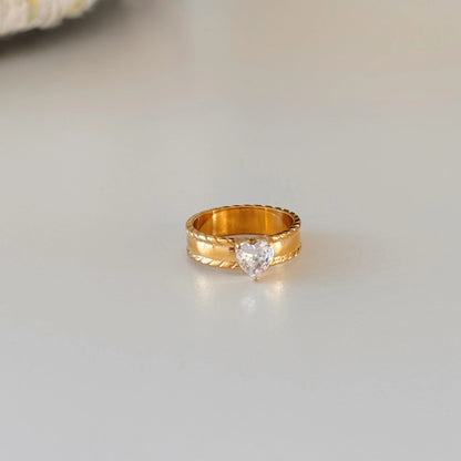 Gold Plated Heart Zircon Ring