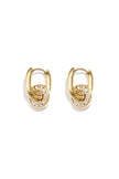 Oval earrings with set circle pendant
