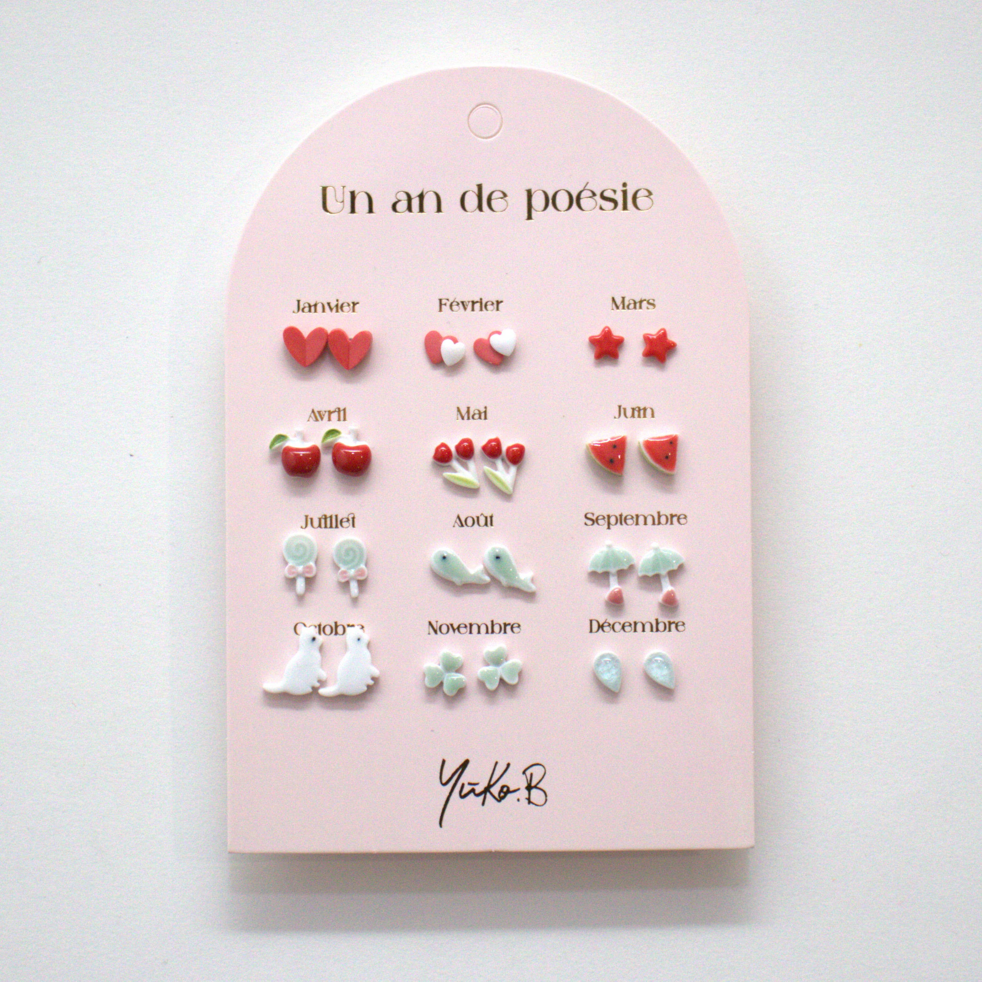A Year of Red Poetry-12-Month Story Earring Set – Kids’ Ceramic Jewelry (Nickel-Free)