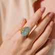 Aquamarine Statement Ring in 18K Gold-Plated Alloy