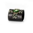 Crystal Ribbon Emerald Leather Cuff by The Dark Atelier – view 2