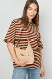 Minimal Khaki Suede Shoulder Bag suede texture