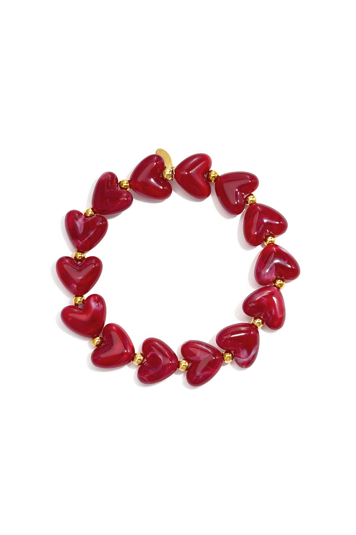 Elastic heart beaded bracelet