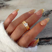 Gold-Plated Stainless Steel Ring with Heart-Shaped Zircon