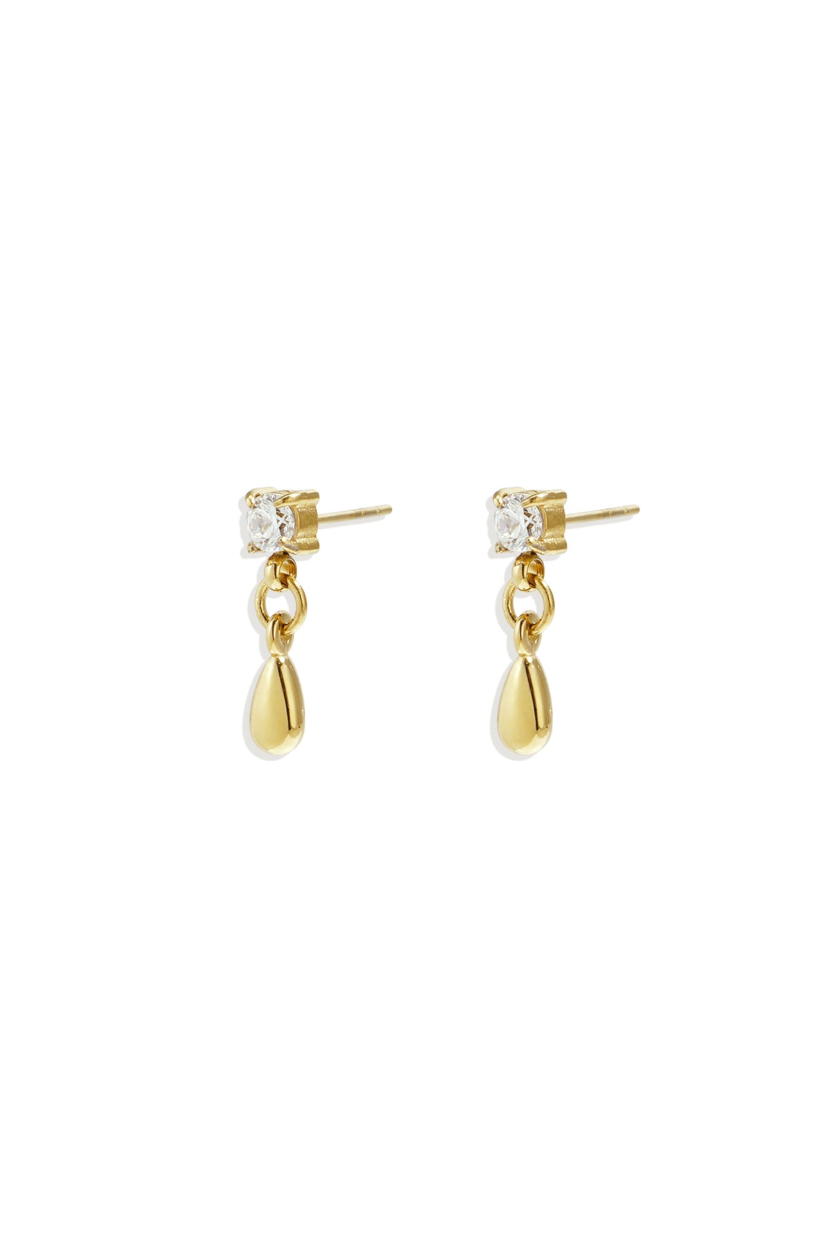 Stud earrings with dangling drop