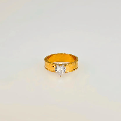 Gold Plated Heart Zircon Ring