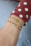 Link bracelet with round cubic zirconia stones