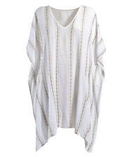 White Embroidered Viscose Kaftan