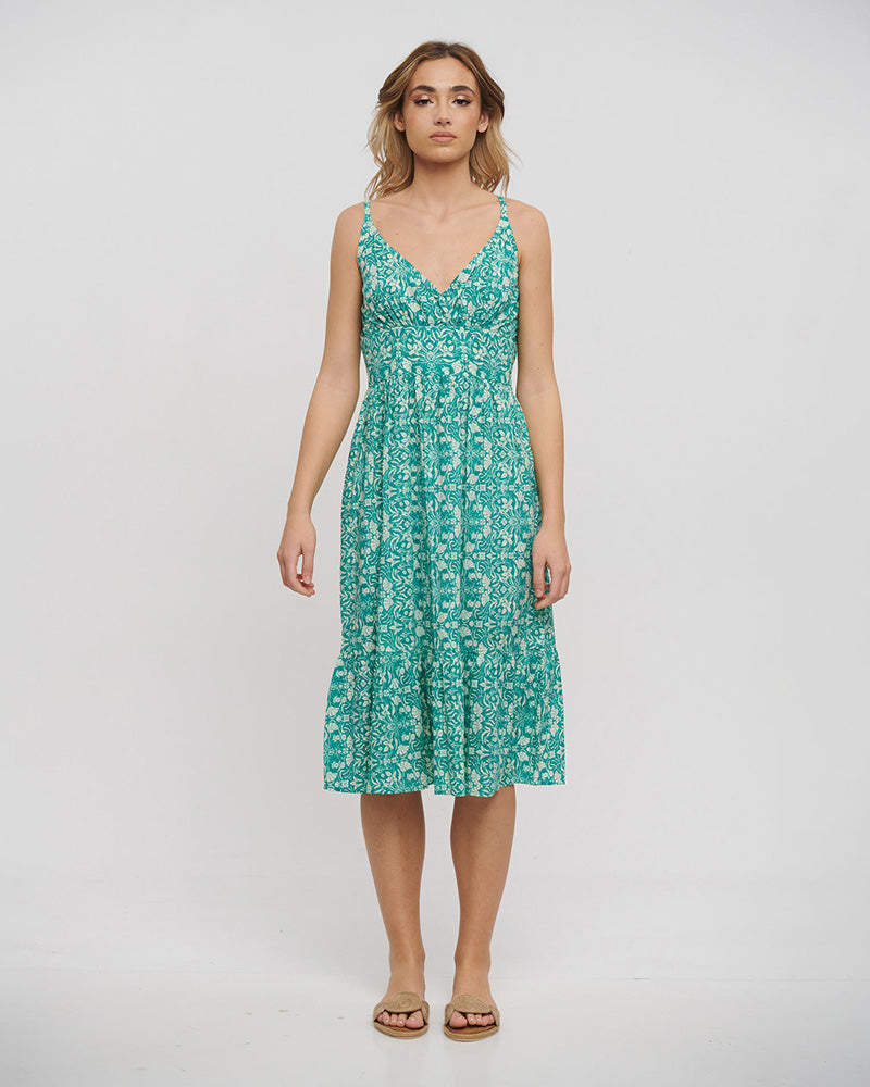 Green Floral Cotton Sundress