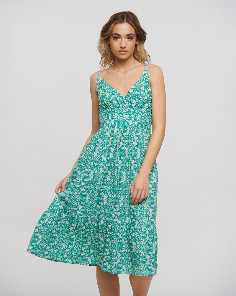 Green Floral Cotton Sundress