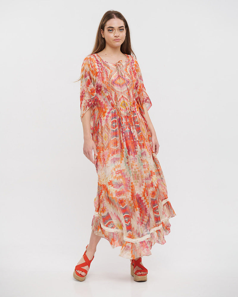 Colorful Boho Viscose Kaftan Dress
