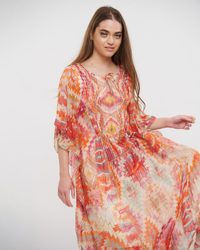 Colorful Boho Viscose Kaftan Dress