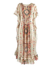 Boho Kaftan Dress – Pink/White