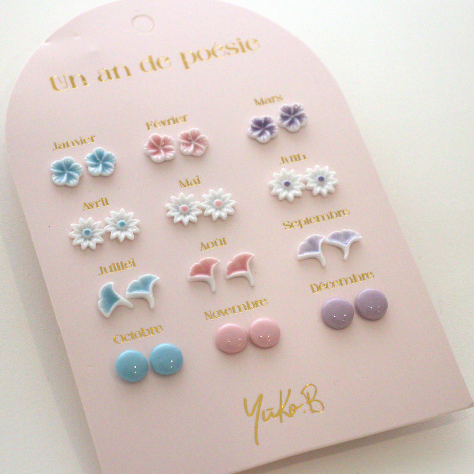 Yuko-B Kids Ceramic Stud Earrings Set – Pastel Mix (12 Pairs)