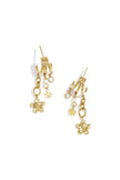 Triple earrings with floral pendants