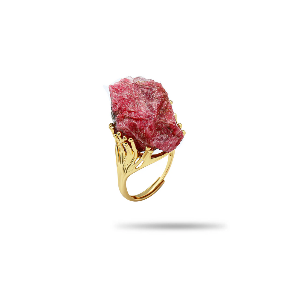 Aquamarine Statement Ring in 18K Gold-Plated Alloy