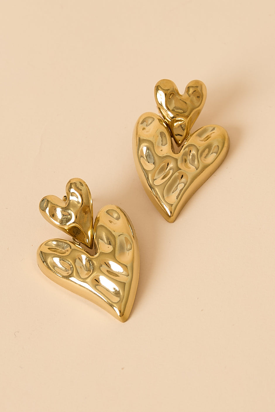 Stacked Heart Drop Earrings layered heart detail
