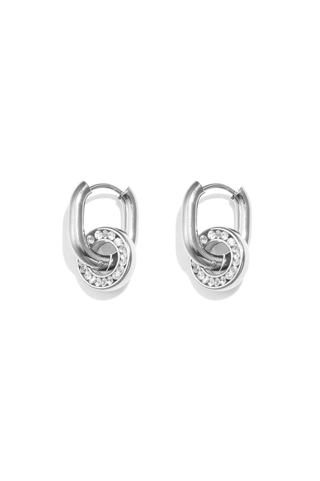 Oval earrings with set circle pendant