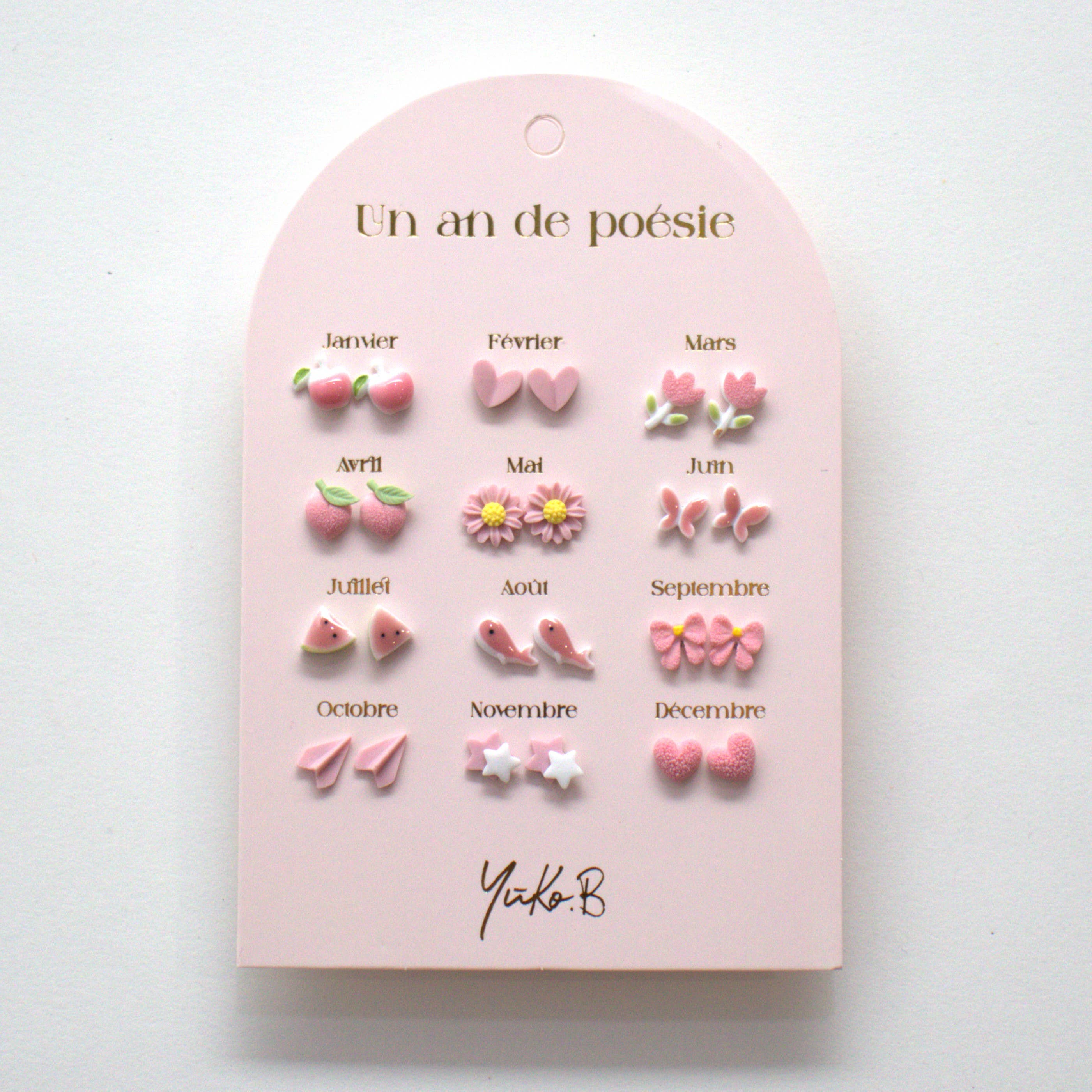 A Year of Pink Poetry Kids Earrings Set – Stainless Steel