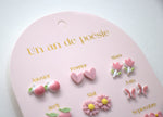 Yuko-B Kids Ceramic Stud Earrings Set – Pink Motifs (12 Pairs)