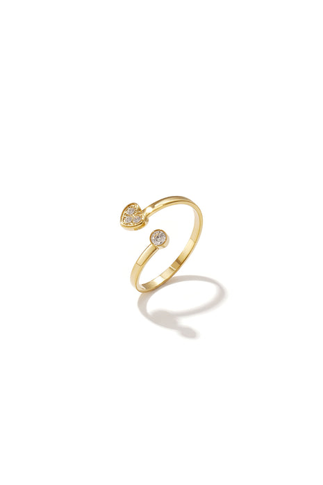 Minimalist adjustable ring with stones and heart