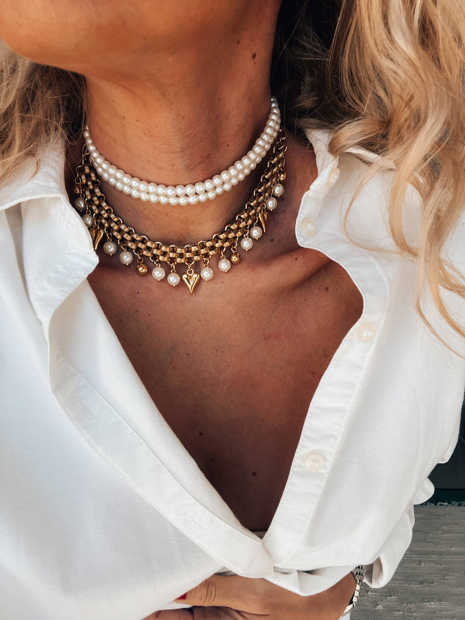 Pearl & Gold Chain Layered Necklace