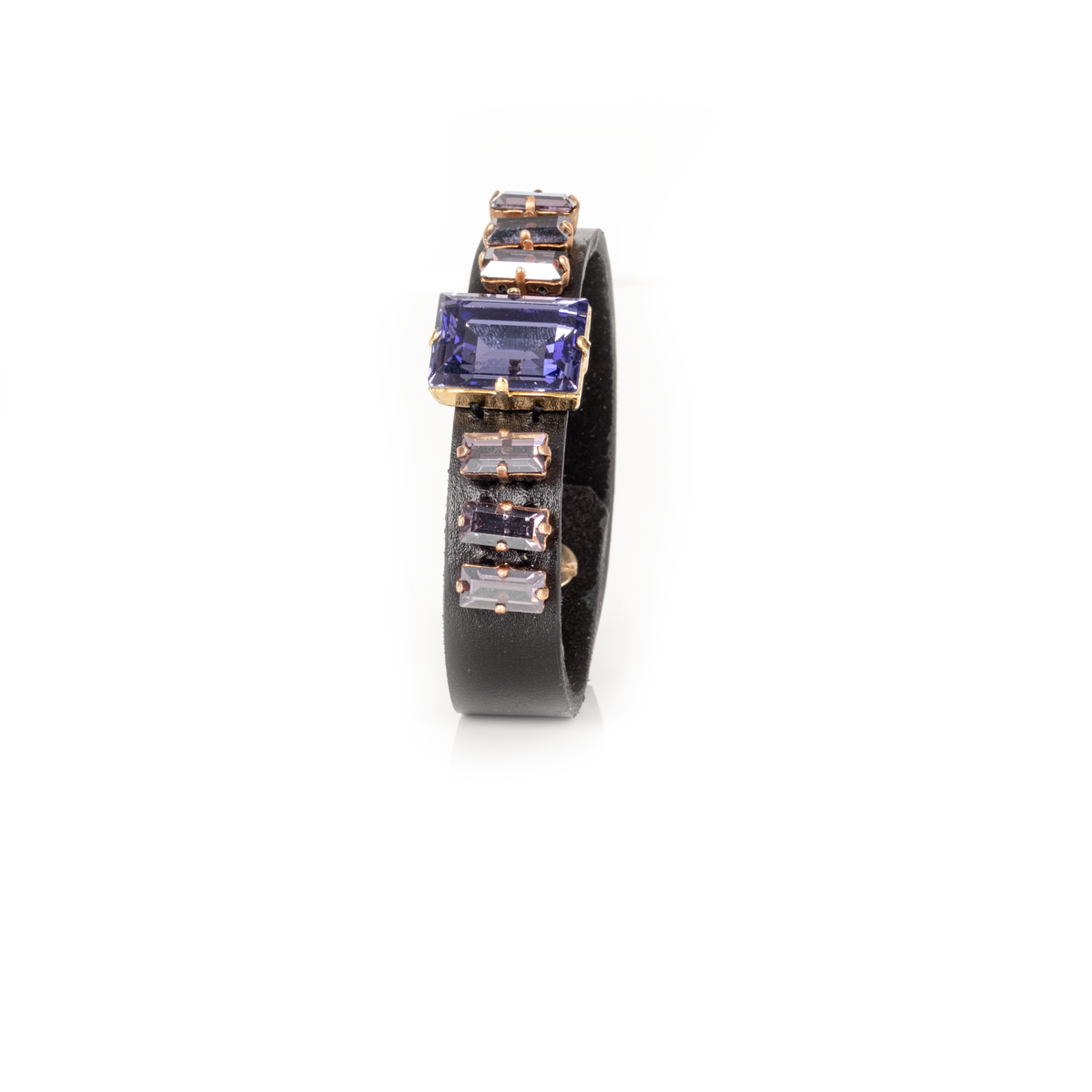 Midnight Amethyst Crystal Leather Cuff by The Dark Atelier – view 2