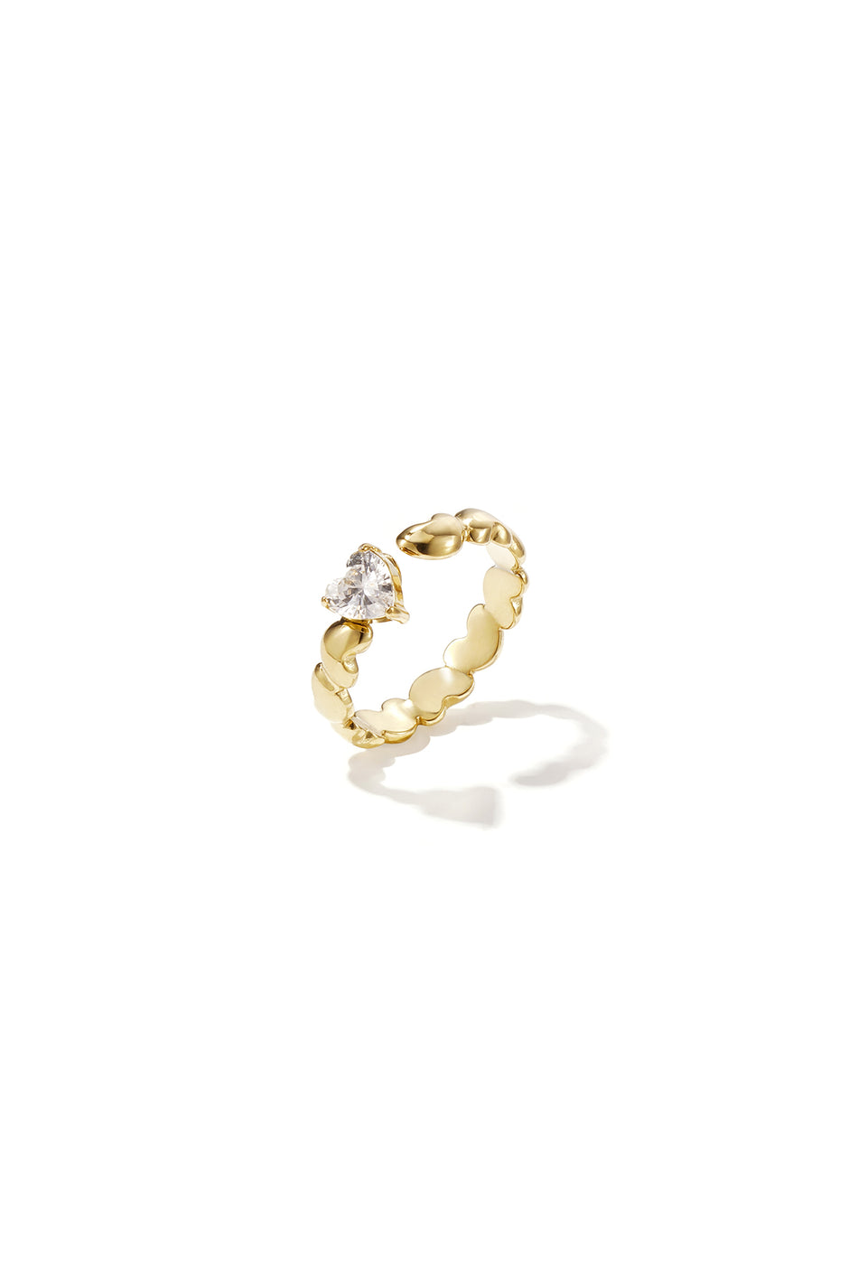 Ring with alternating hearts and cubic zirconia