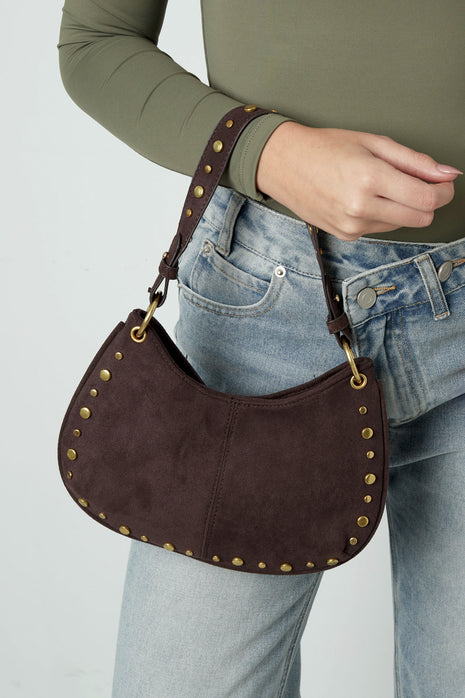 Rivet Suede Shoulder Bag rivet detail