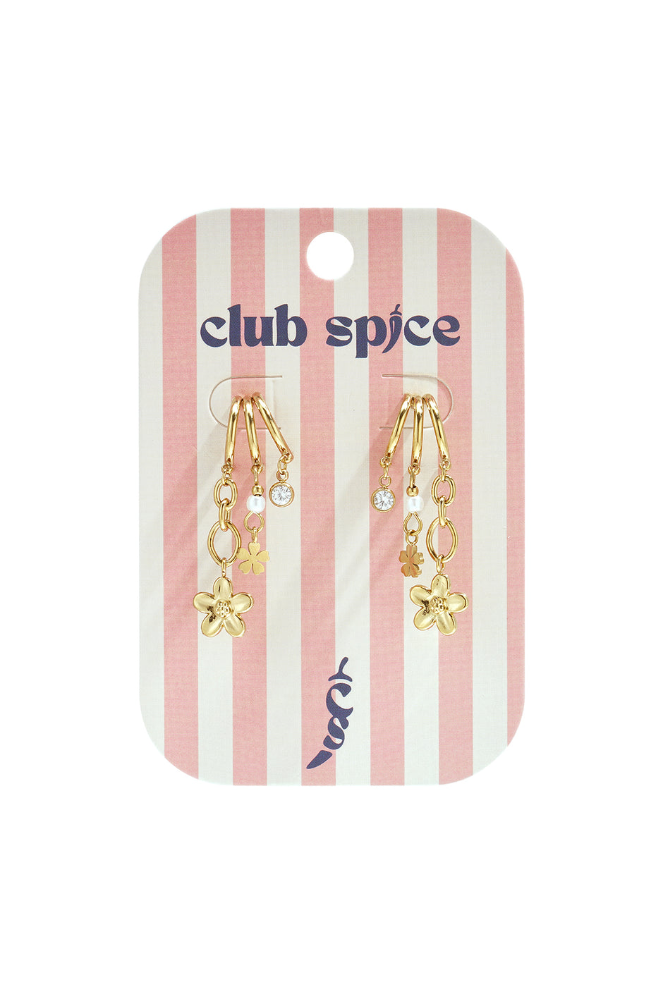 Triple earrings with floral pendants