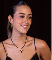Faceted Black Tourmaline Choker | 18K Gold-Plated Zirconia Cross